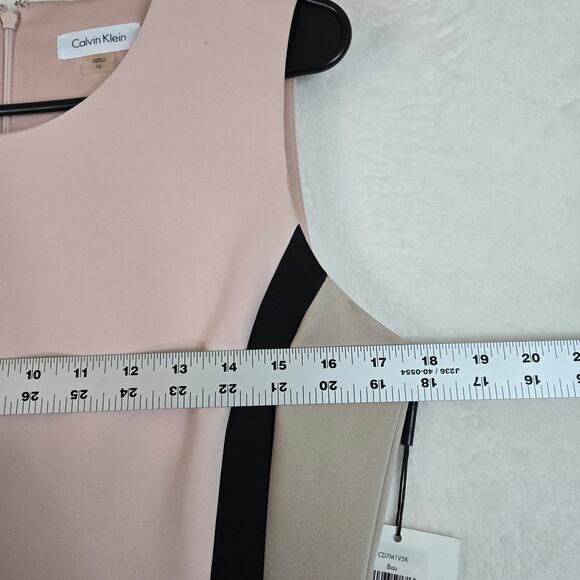 Calvin Klein Color Block Sheath Dress Womens 10 Knee Length Sleeveless 0679 - Picture 8 of 10